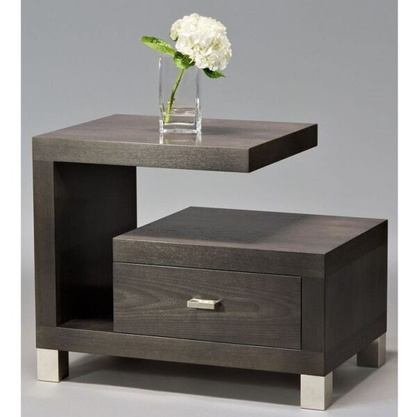 Nexus S-Shape Geometric End Table - Dark Ash