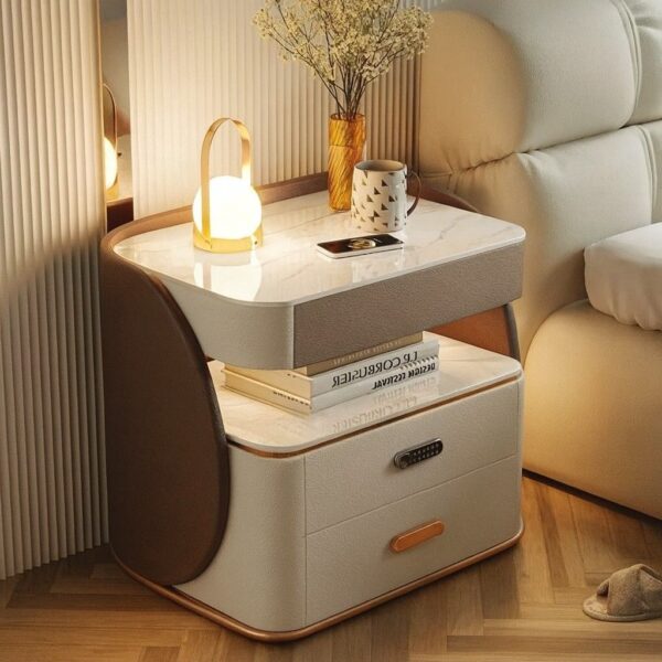 Valencia Italian Leather & Marble Smart Nightstand