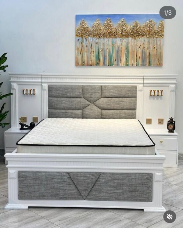 Modern Classic Natural Oak Bed Frame with Tufted Headboard