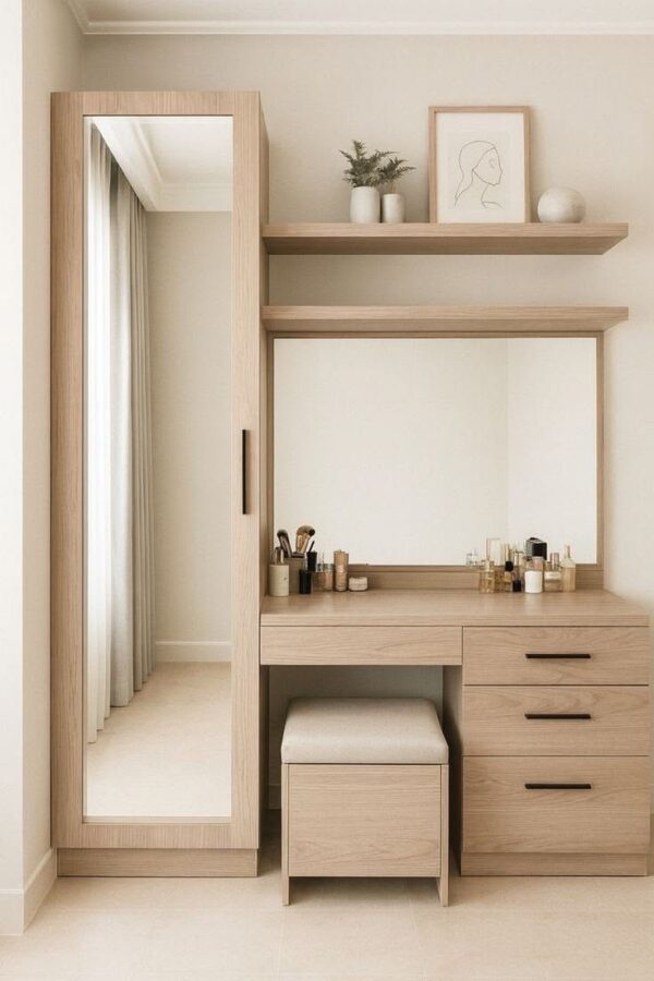 Scandinavian Dressing Table with Wardrobe