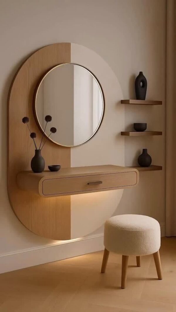 Nordic Round Floating Dressing Table